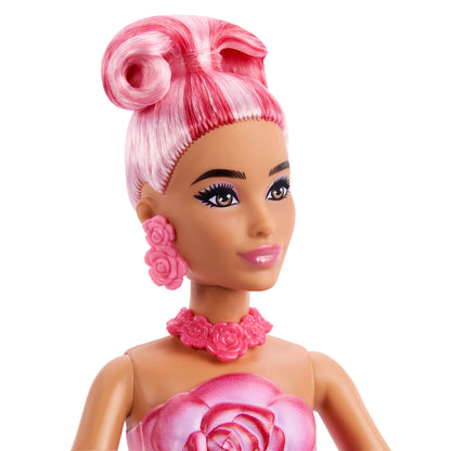 Barbie Petal Pop Scented Fashion Doll With Rose Dress, Reveal Accessories Like Bunny & More