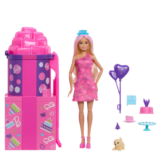 Barbie Rise & Surprise Pet Birthday Series Doll & Accessories With Slide & Surprises