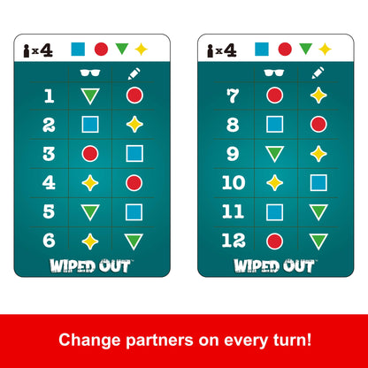 Wiped Out Party Game, Guessing Game For Families, Teens, Adults With Erasable Clues And Blackout Glasses For 3-6 Players