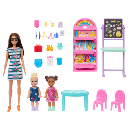 Barbie I Love School Classroom Playset With 1 Fashion Doll, 2 Small Dolls & 20+ Accessories
