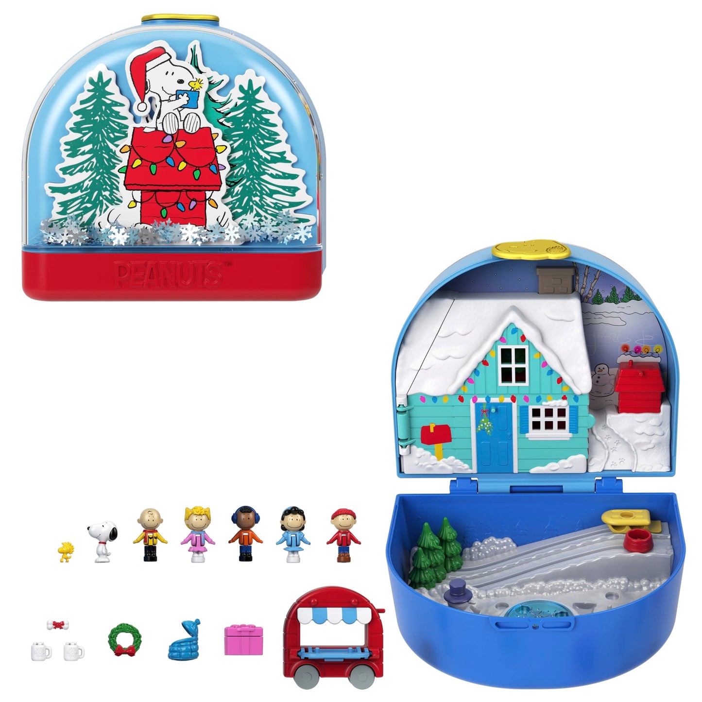 Polly Pocket Micro Dolls And Playset, Collector Peanuts Compact With 7 Accessories