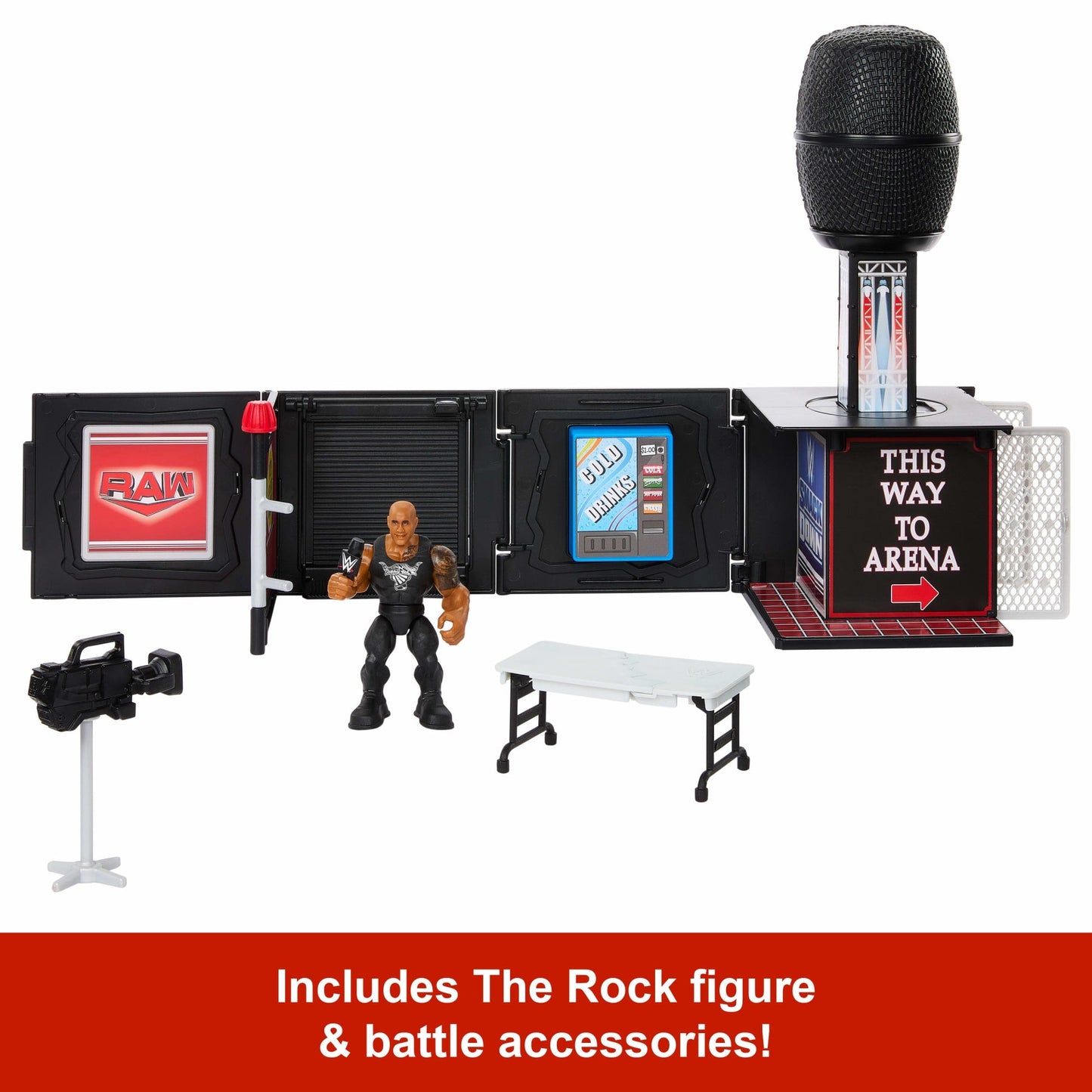 WWE Knuckle Crunchers Final Boss Microphone Playset With The Rock Action Figure & 2 Accessories