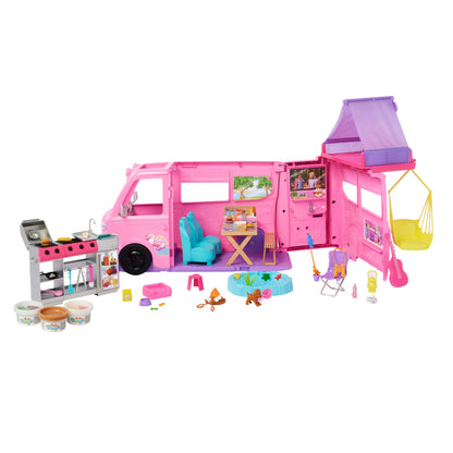 Barbie Dream Camper Playset With Roof Tent, BBQ Grill With Color-Change Feature & 60+ Accessories