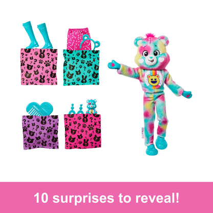 Barbie Cutie Reveal Care Bears Doll & Accessories, Series 2 Good Vibes Bear With 10 Surprises