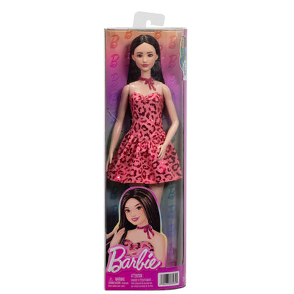 Barbie Fashionistas Doll #246 With Pink Leopard Print Dress, Black Hair