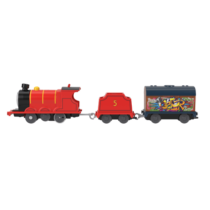 Thomas & Friends Graffiti James Motorized Toy Train Engine With Tender & Cargo Car For Kids