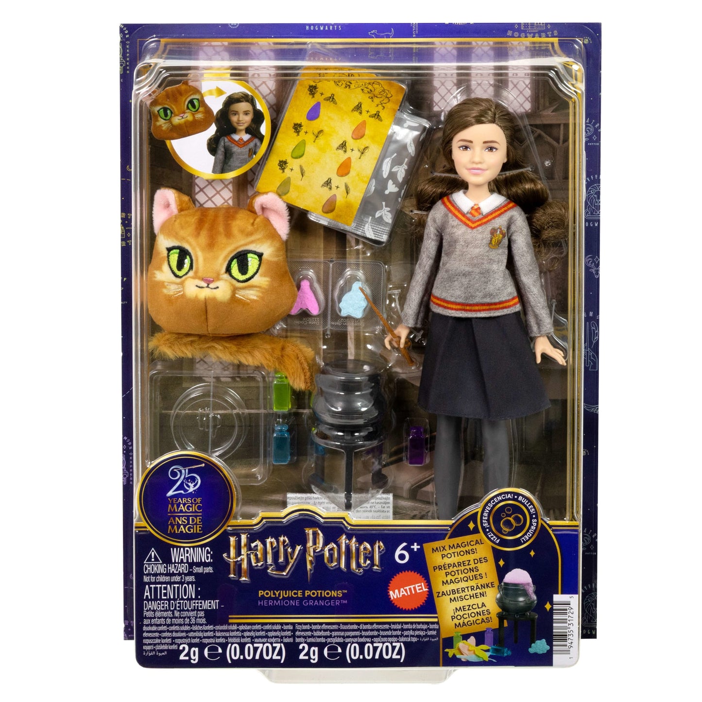 Polyjuice Potions Hermione Granger Doll & Playset, Movie-inspired Outfit, 13 Accessories & Fizz