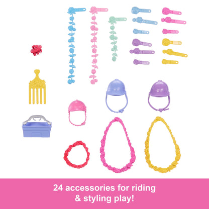 Barbie Doll & Horse Playset With 3 Dolls, 3 Horses & 24+ Accessories, includes Hair Styling Pieces