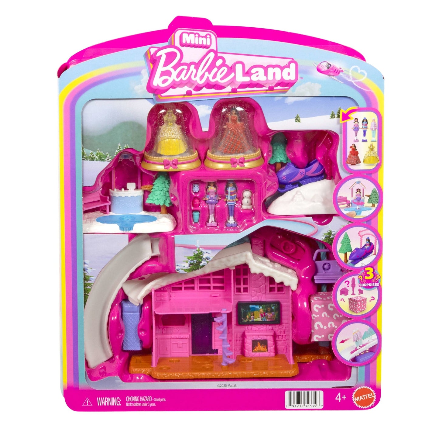Barbie Mini Barbieland Bundle including 2 Holiday Dolls, 3 Snow Playsets, 3 Other 1.5-inch Dolls