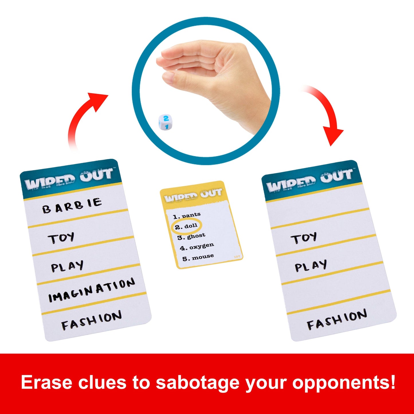 Wiped Out Party Game, Guessing Game For Families, Teens, Adults With Erasable Clues And Blackout Glasses For 3-6 Players