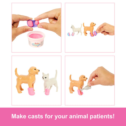 Barbie Fast Cast Veterinarian Clinic Playset With Pink Colored Hair Fashion Doll, Vet Furniture & 10+ Accessories