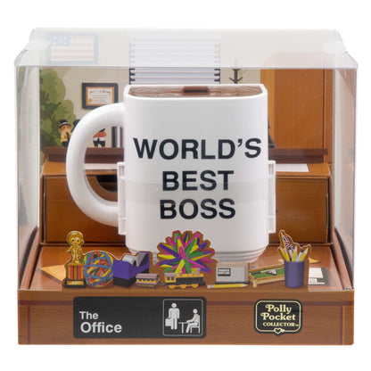 Polly Pocket X The Office Best Boss Mug Compact, Dunder Mifflin Character Set Collectible Toy