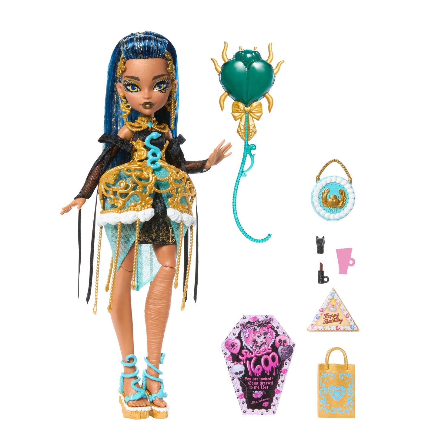Poupées Monster High Anniversaire Sang-Sationnel Dans des Robes de Fête Avec des Accessoires Comme des Ballons et des Cadeaux