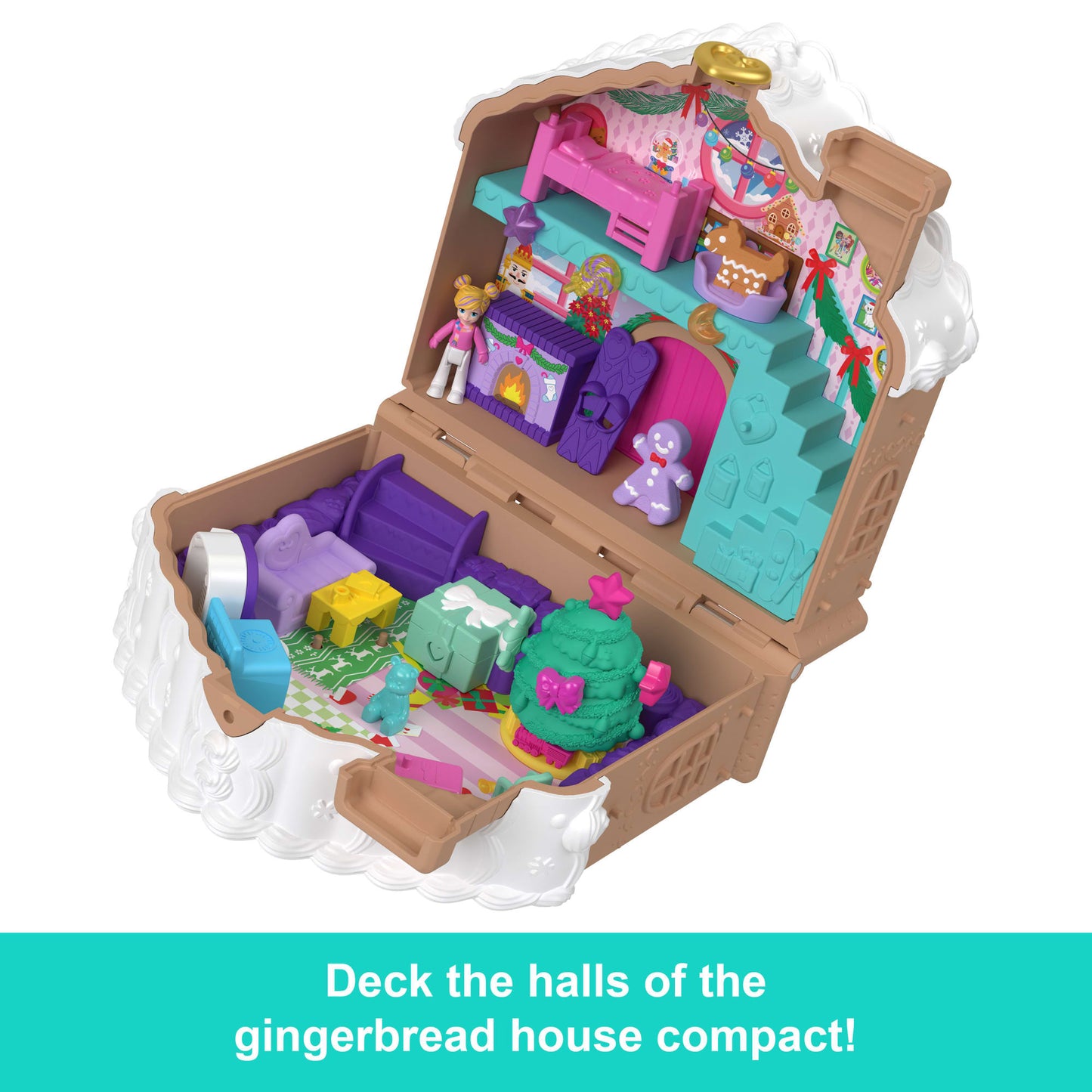 Polly Pocket Doll And Playset Advent Calendar, Diy Gingerbread House With Dollhouse Furniture, And 24+ Holiday Accessories