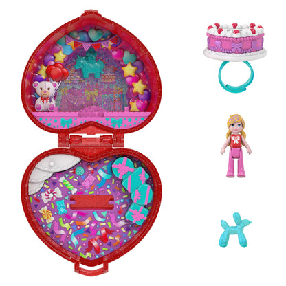 Polly Pocket Doll & Playset, Mattel 80th Anniversary Ring Box, Jewelry Box With Pet And Wearable Ring, Celebration Theme
