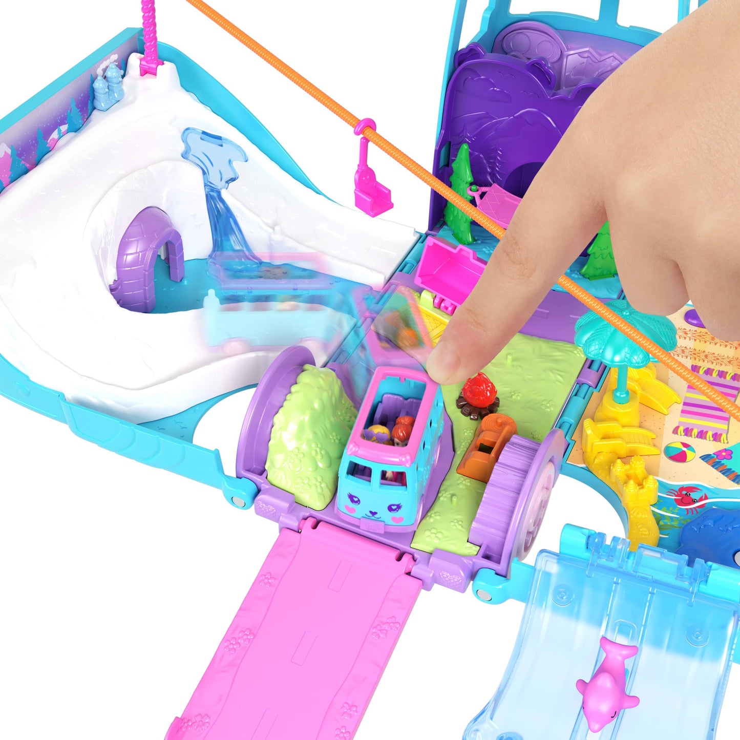 Polly Pocket Conjunto de Brinquedo Estrojo Aventura Sobre Rodas com Pets