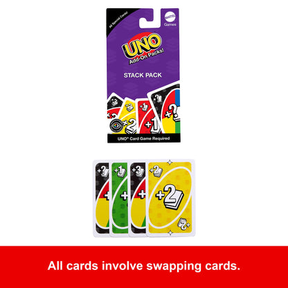 UNO Add-On-Packs Stack Pack Card Game For Kids, Family & Game Nights, Travel, Camping & Parties