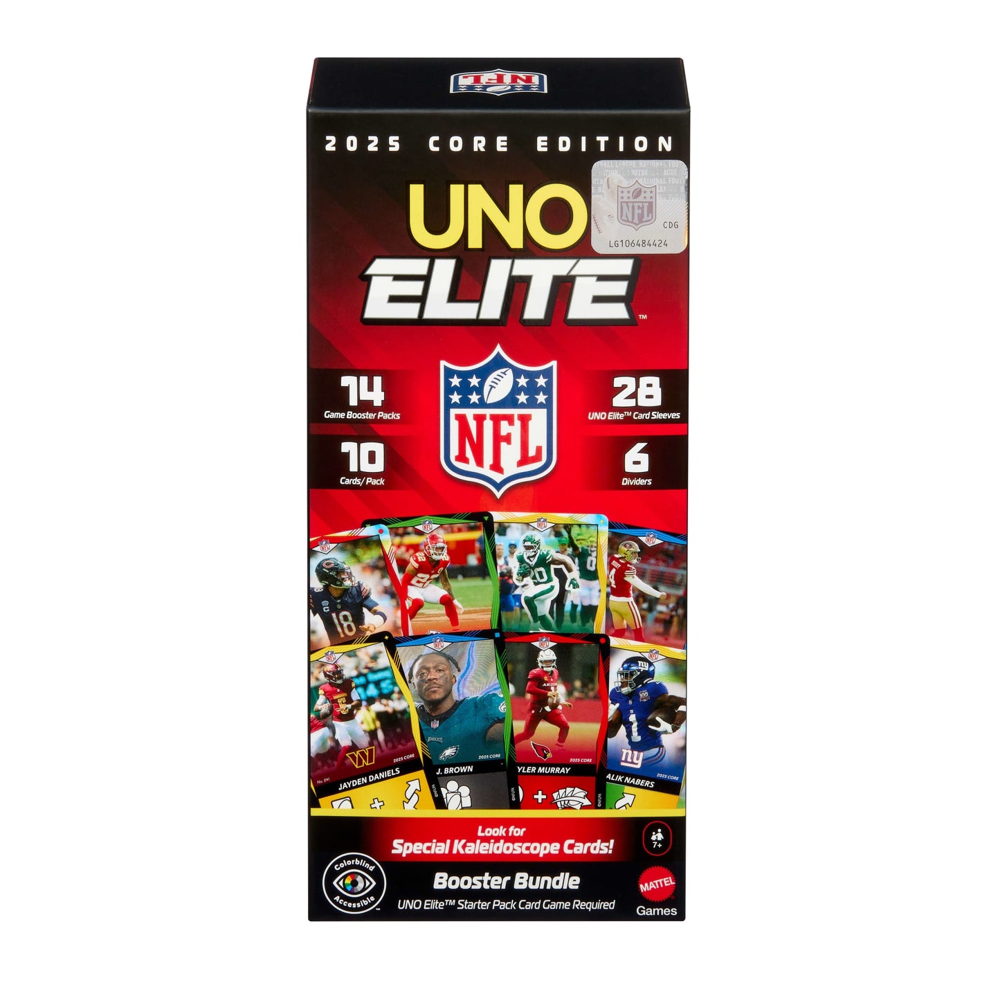 UNO Elite NFL Booster Bundle Set With 140 Elite Action Cards, 2025 Core Edition (Players May Vary)