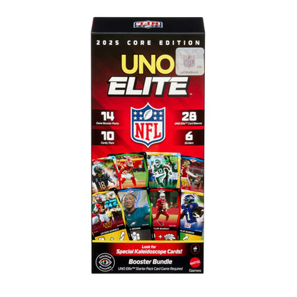 UNO Elite NFL Booster Bundle Set With 140 Elite Action Cards, 2025 Core Edition (Players May Vary)