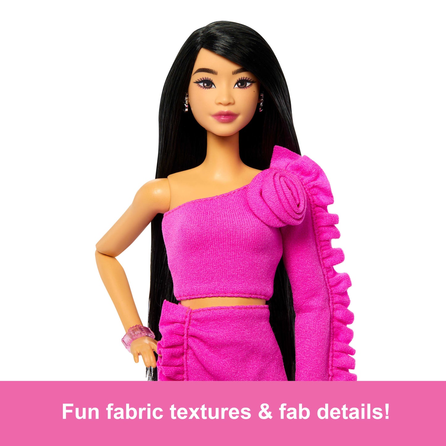Barbie Deluxe Style #2 Doll in Pink Barbiecore Top And Skirt Set, Black Hair & Prosthetic Leg