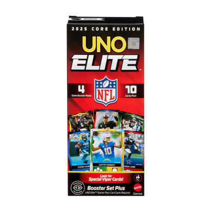 UNO Elite NFL Booster Set Plus With 40 Elite Action Cards, 2025 Core Edition (Players May Vary)