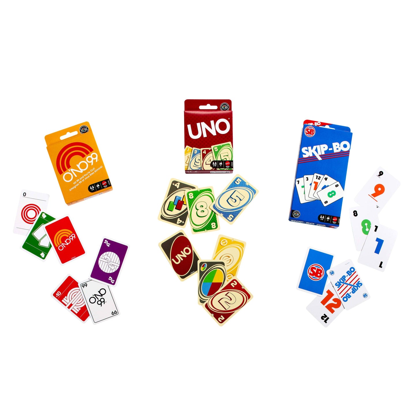 Vintage Set With 3 Card Games, UNO, O’No 99 & Ski-Bo For Kid, Adult & Family Nights & Parties