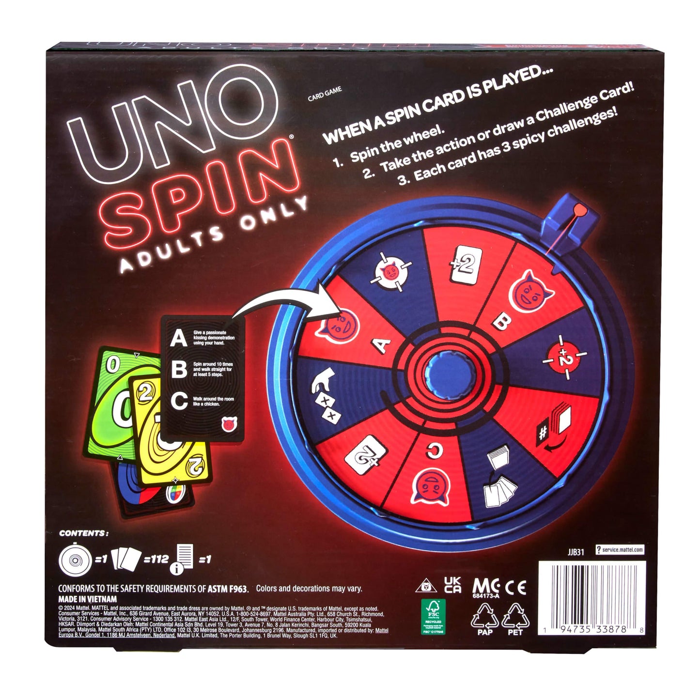 UNO Spin Adults Only Card Game For Adult Game Nights & Parties With Spin Wheel & Challenges