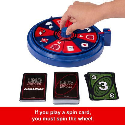 UNO Spin Adults Only Card Game For Adult Game Nights & Parties With Spin Wheel & Challenges