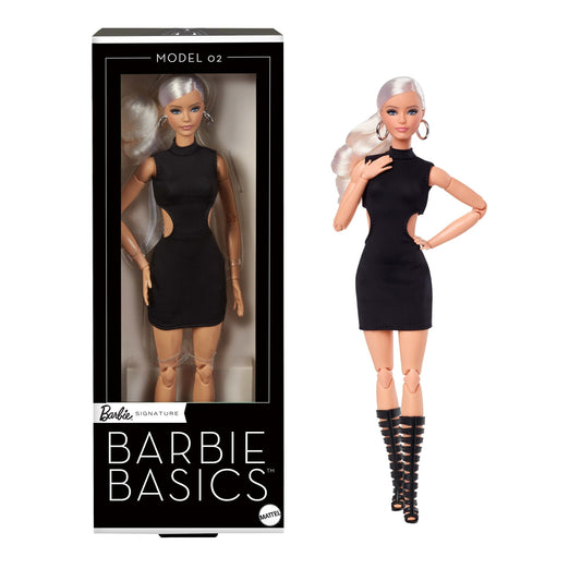 Barbie Basics Collectible Doll, Model 02 With Blonde Hair in Black Dress & Gladiator Boots