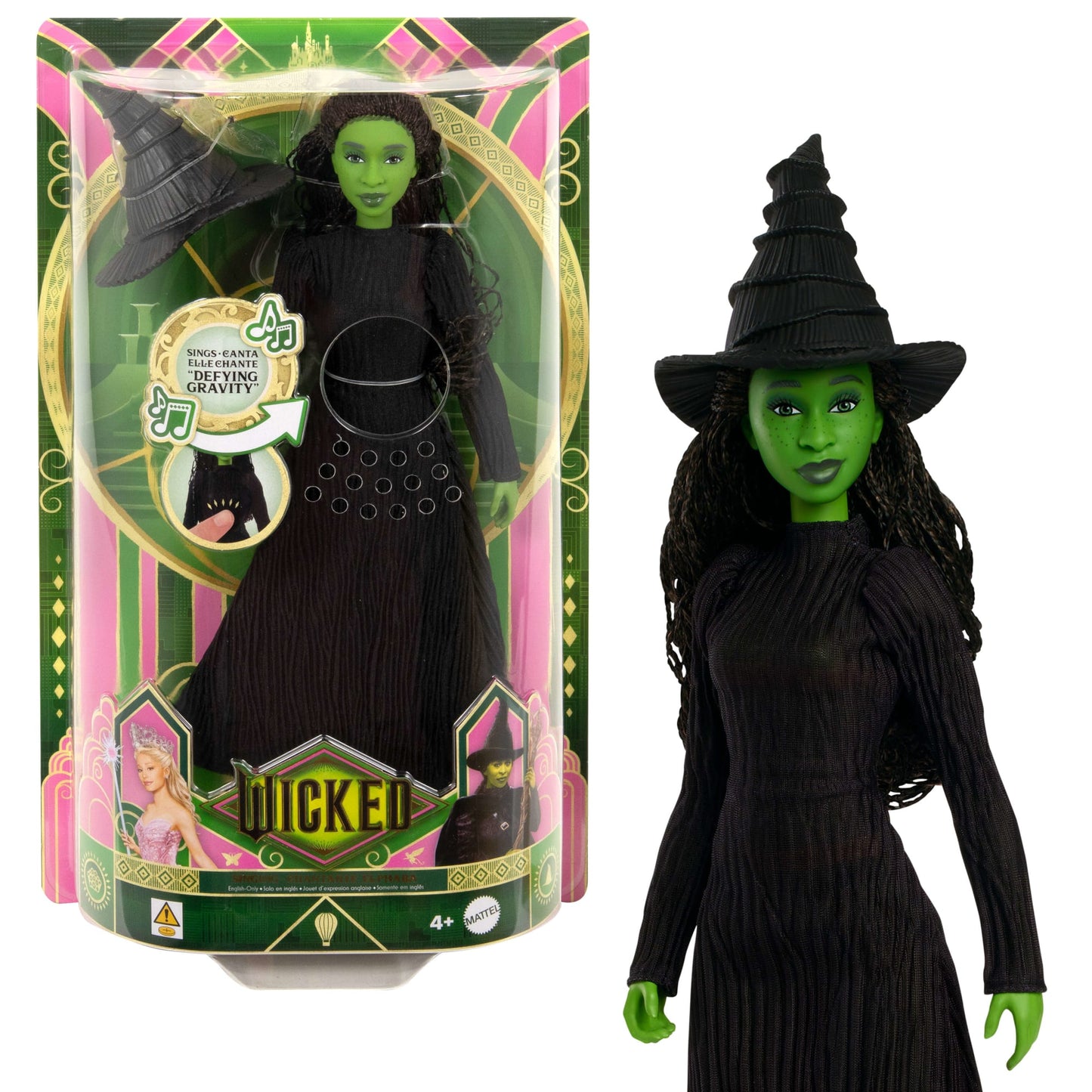 Wicked Singing Elphaba Fashion Doll, Posable With Removable Movie Fashions & Accessories