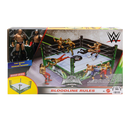 WWE Bloodlines Rules Playset With Ring & 2 Action Figures, includes The Rock & Roman Reigns