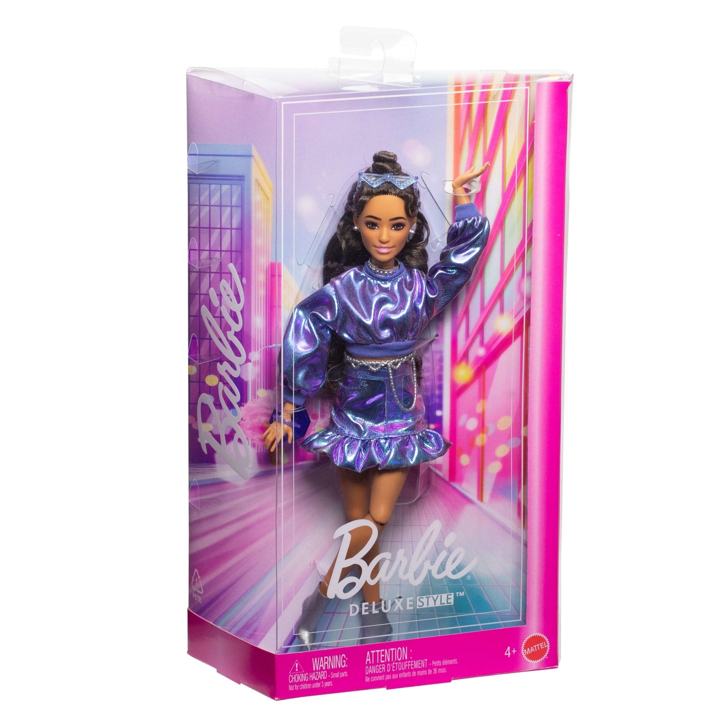 Barbie Fashionista Boneca Deluxe Cabelo Castanho e Cojunto Azul Metálico