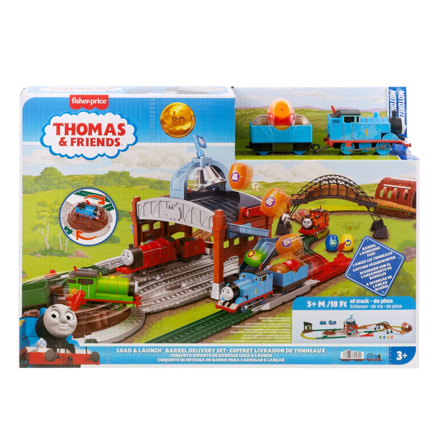 Thomas & Friends Load & Launch Barrel Delivery Set By Fisher-Price & Classic Motorized Toy Train