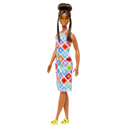 Barbie Fashionistas Doll #210 With Bun And Crochet Halter Dress
