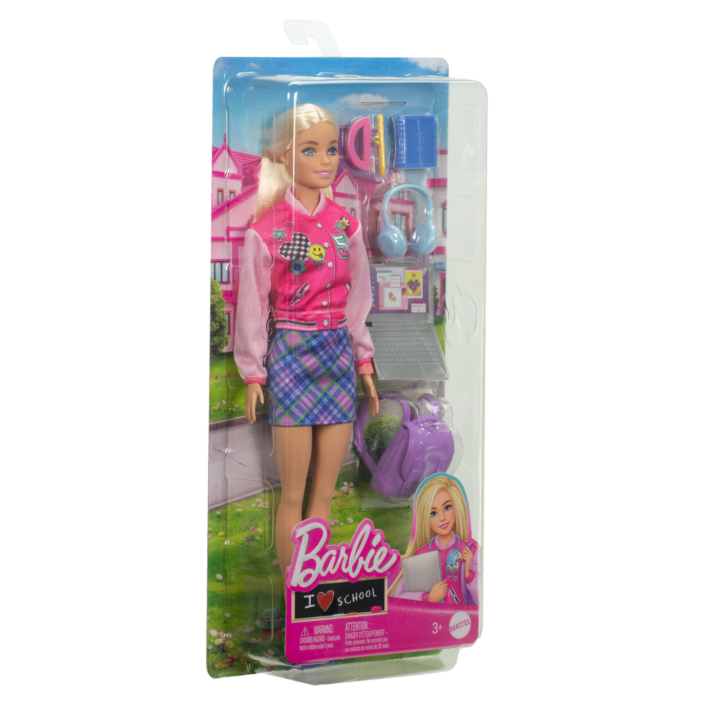 Barbie I Love School Toy Set With & 7 Accessories, Blonde Fashion Doll Wears Removable Look