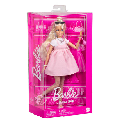 Barbie Deluxe Style Doll #3 in Pastel Pink Barbiecore Dress With Oversized Bow, Blond Hair
