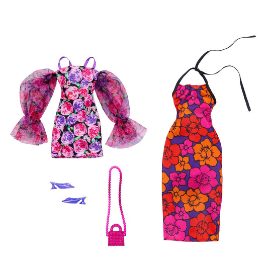 Barbie Clothes, Floral-Themed Fashion And Accessory 2-Pack For Barbie Dolls