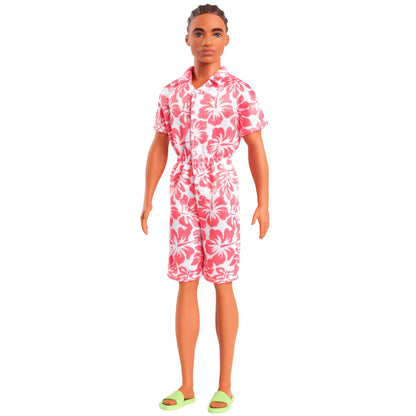 Barbie Fashionistas Ken Doll #235 in Hawaiian Print Jumpsuit With Green Sandals, Brown Hair