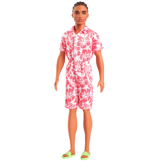 Barbie Fashionistas Ken Doll #235 in Hawaiian Print Jumpsuit With Green Sandals, Brown Hair