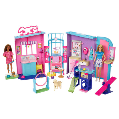 Barbie Pet Daycare Playset With 2 Dolls & 30+ Accessories including 8 Animals, 3+Feet Long