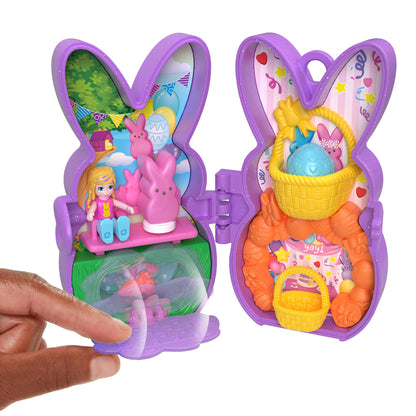 Polly Pocket X Peeps, Dolls & 2 Playsets With 6 Themed Accessories, Compact Travel Toy With Clip Keychains