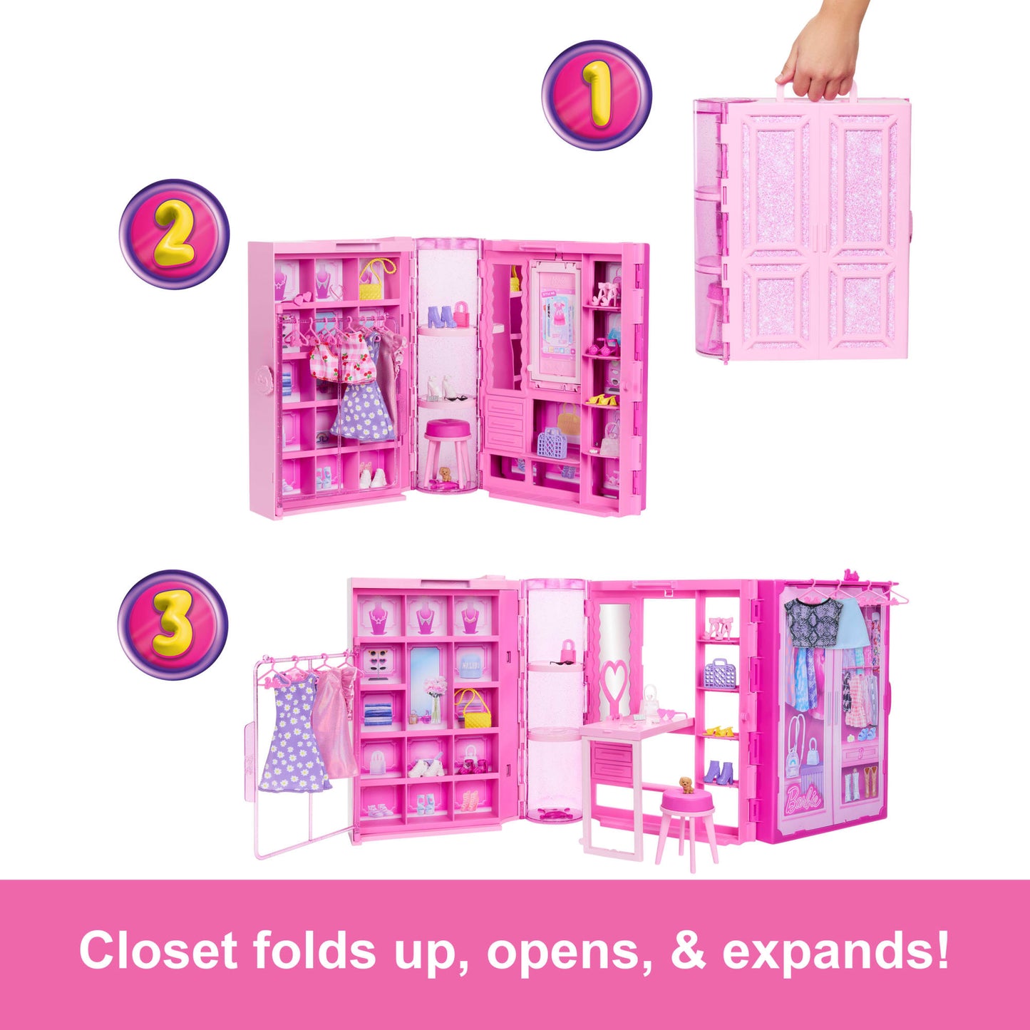 Barbie Dream Closet Toy Playset With Clothes & Accessories, 3-Ft-Wide With 25+ Pieces