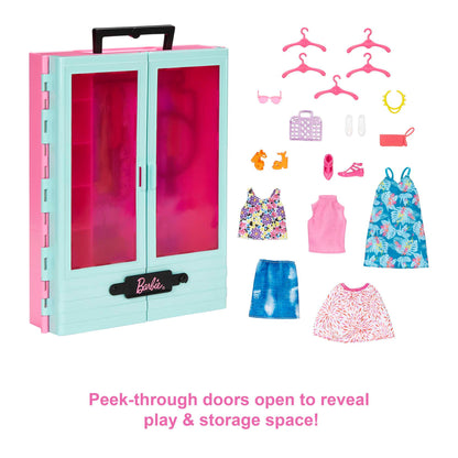 Barbie Closet Playset With 3 Outfits & Accessories, 3 To 8 Years