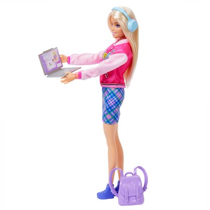 Barbie I Love School Toy Set With & 7 Accessories, Blonde Fashion Doll Wears Removable Look