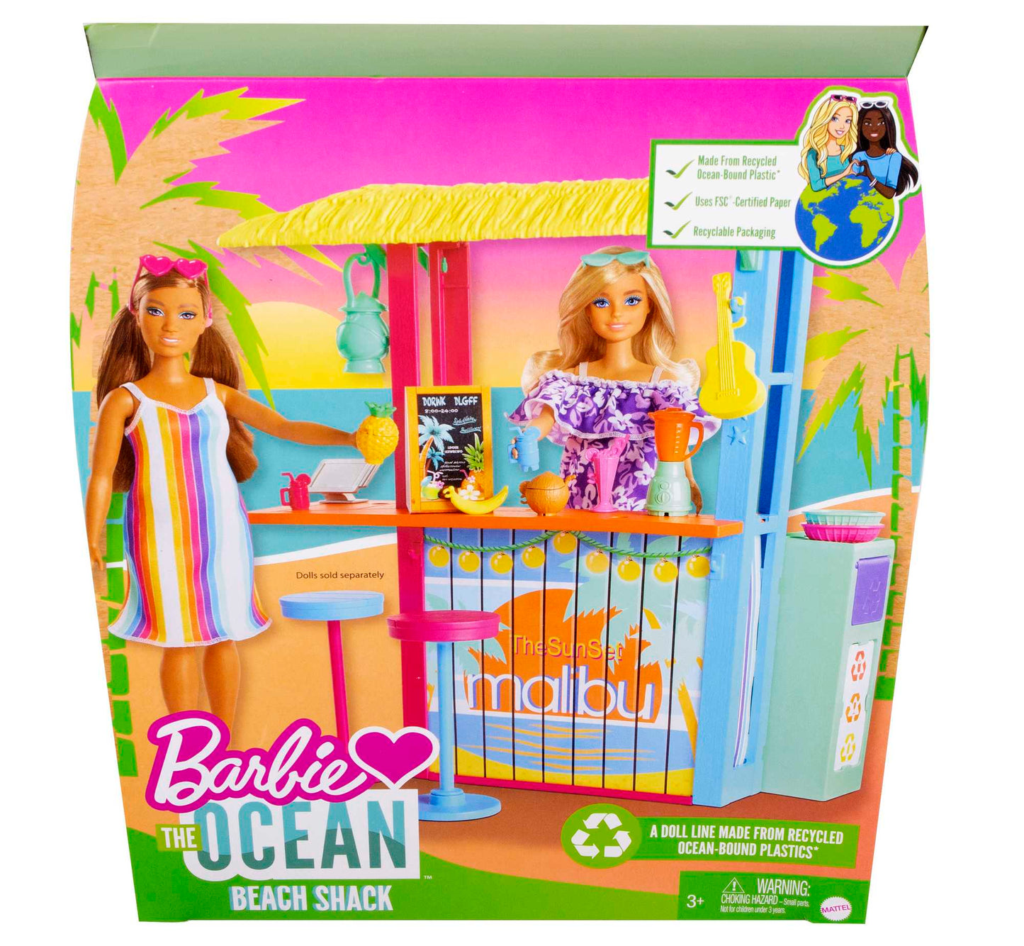 Barbie Loves The Ocean Beach Shack Playset, Made From Recycled Plastics