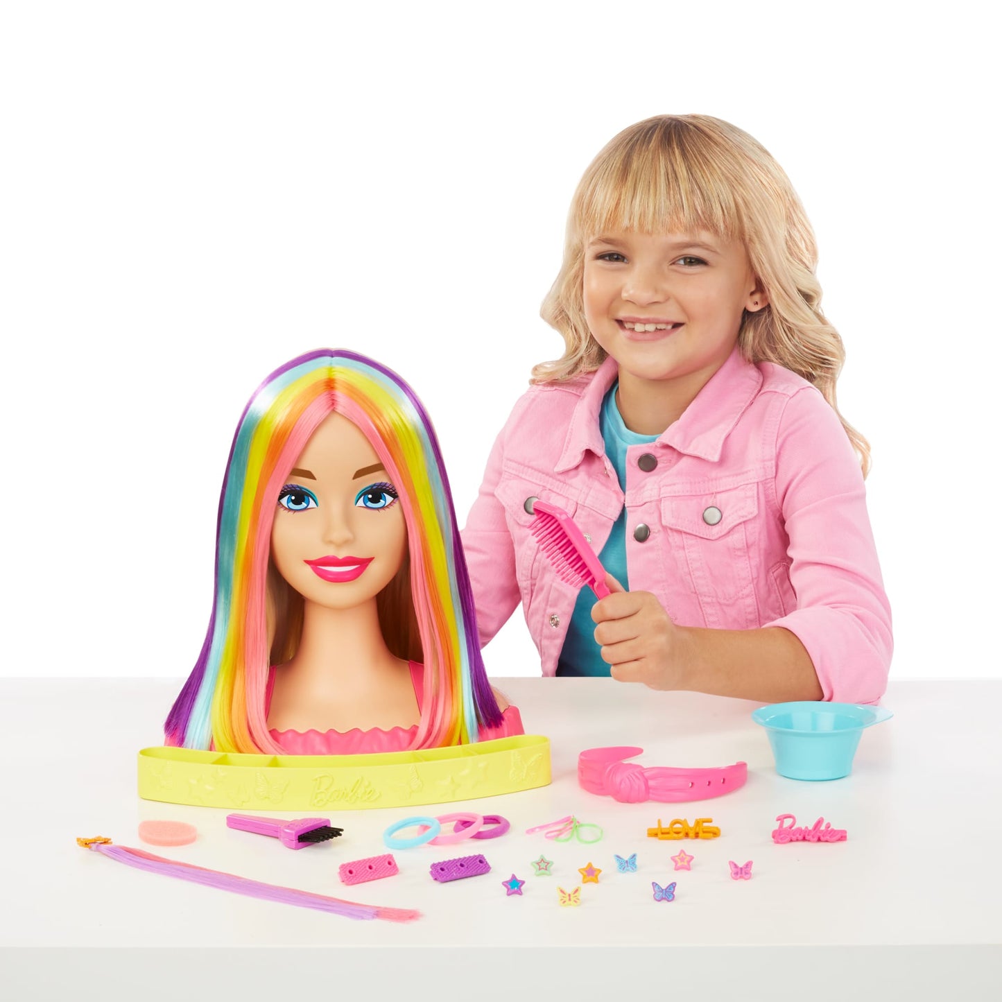 Barbie Deluxe Styling Head, Barbie Totally Hair, Blonde Rainbow Hair