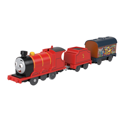 Thomas & Friends Graffiti James Motorized Toy Train Engine With Tender & Cargo Car For Kids