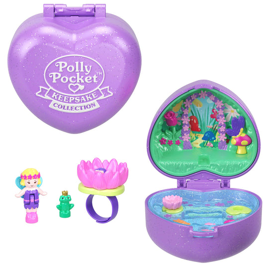 Polly Pocket Collector, Heritage Ring Box Assortment, Micro Dolls & Compact Playset, Keepsake Collection Jewelry Case