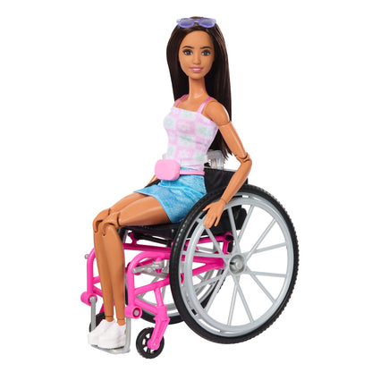 Barbie Doll & Service Dog Playset With Wheelchair, Ramp & Accessories, Brunette Fashion Doll