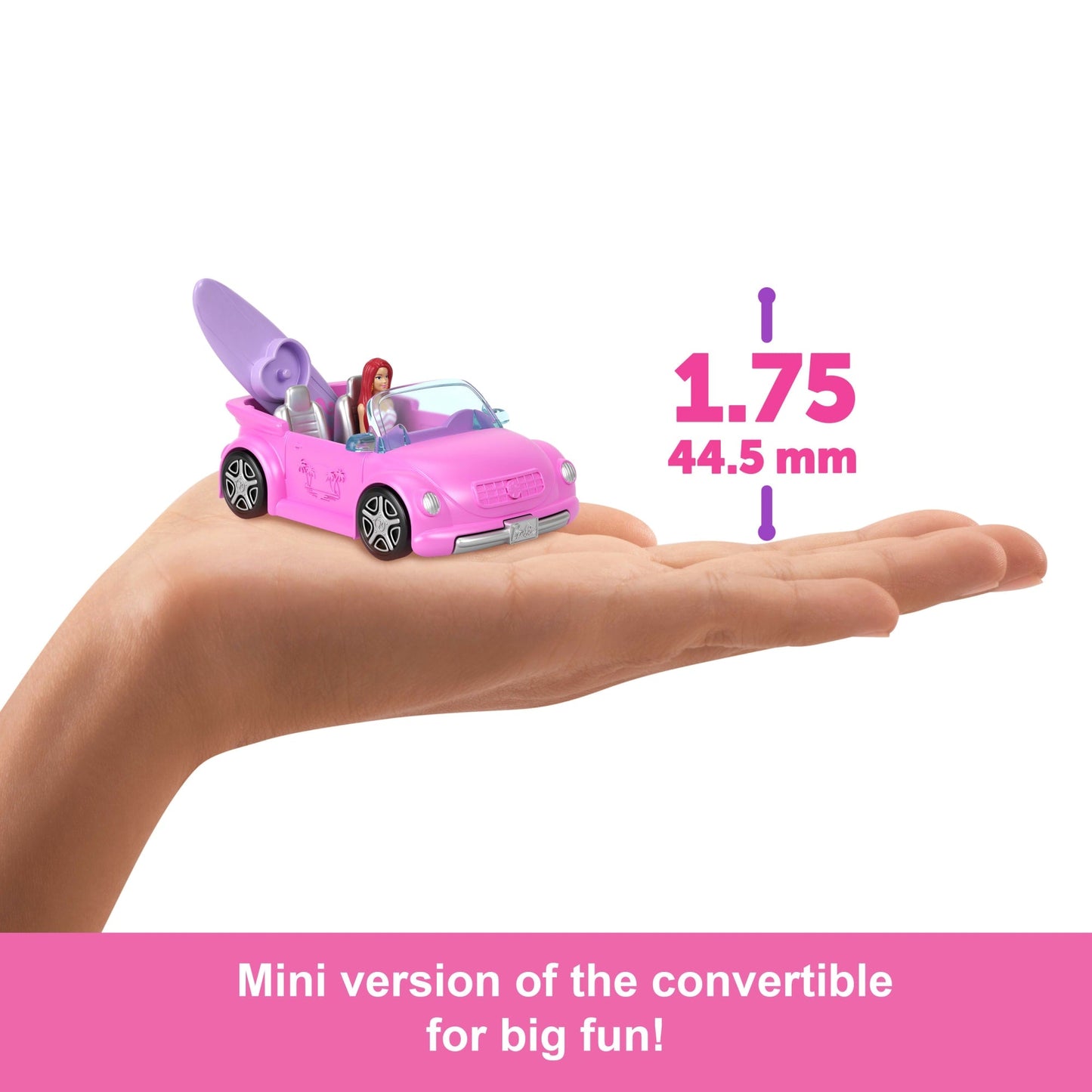 Barbie Mini Barbieland Doll & Vehicle Set With 1.5-inch Doll & Beach Convertible With Color-Change